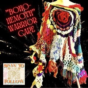 HANDMADE FREE FORM CROCHETED CAPE